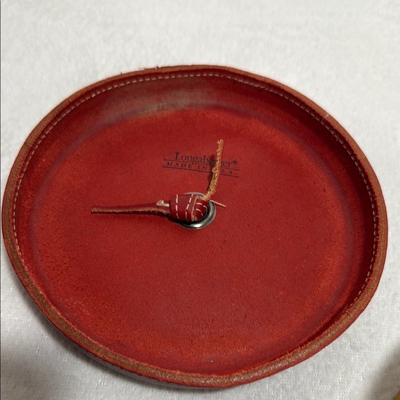 LONGABERGER Woven Sewing Basket with Red Leather Lid and Inserts - Picture 8 of 14